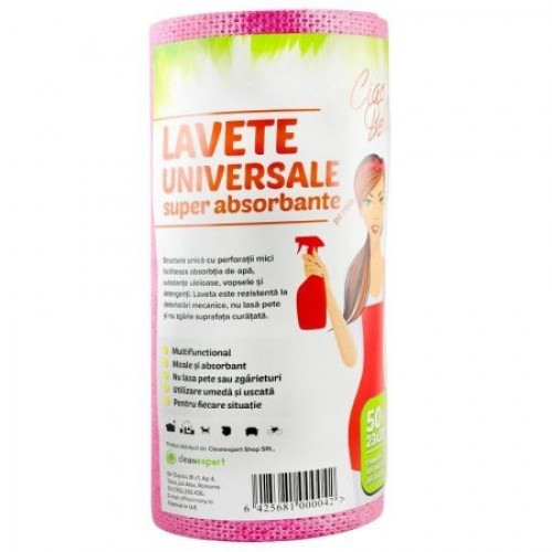 Lavete universale superabsorbante 50 buc/rola, roz, Ciao Bella